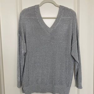Topshop v neck sweater silver size 8 EUC